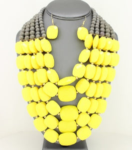 CANARY YELLOW LAYERED NECKLACE SET