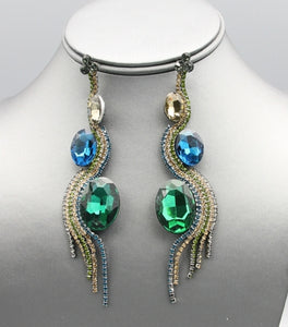 CRYSTAL FRINGE STATEMENT EARRINGS