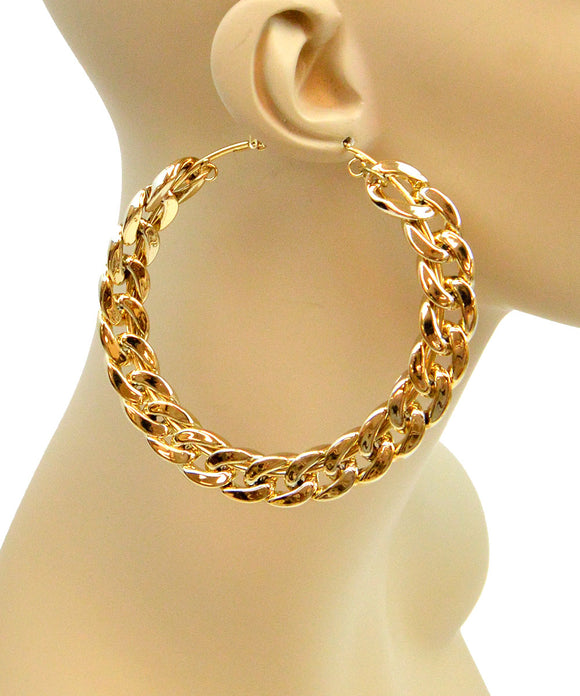 GOLD CHAIN HOOP EARRINGS