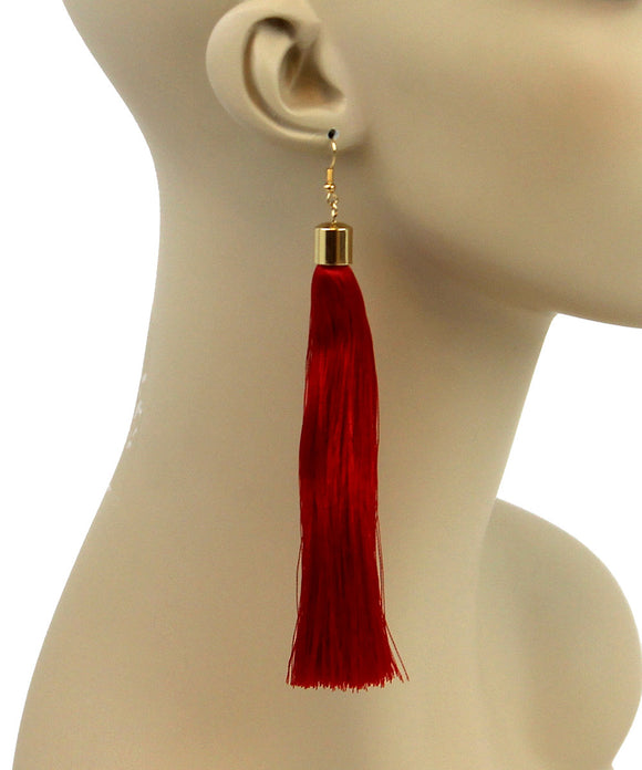 RUBY RED SILK TASSEL EARRINGS