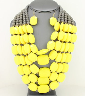 CANARY YELLOW LAYERED NECKLACE SET