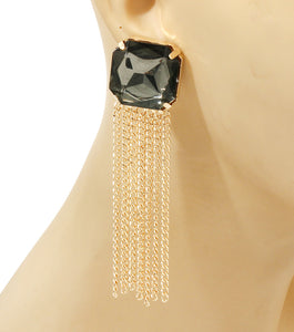 TASSEL DROP EARRINGS with STONE