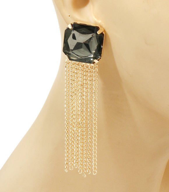 TASSEL DROP EARRINGS with STONE