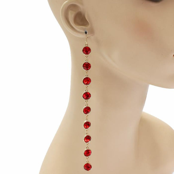 LONG RED CRYSTAL EARRINGS