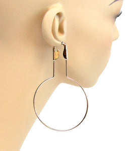 LARGE SAFETY PIN HOOP EARRINGS